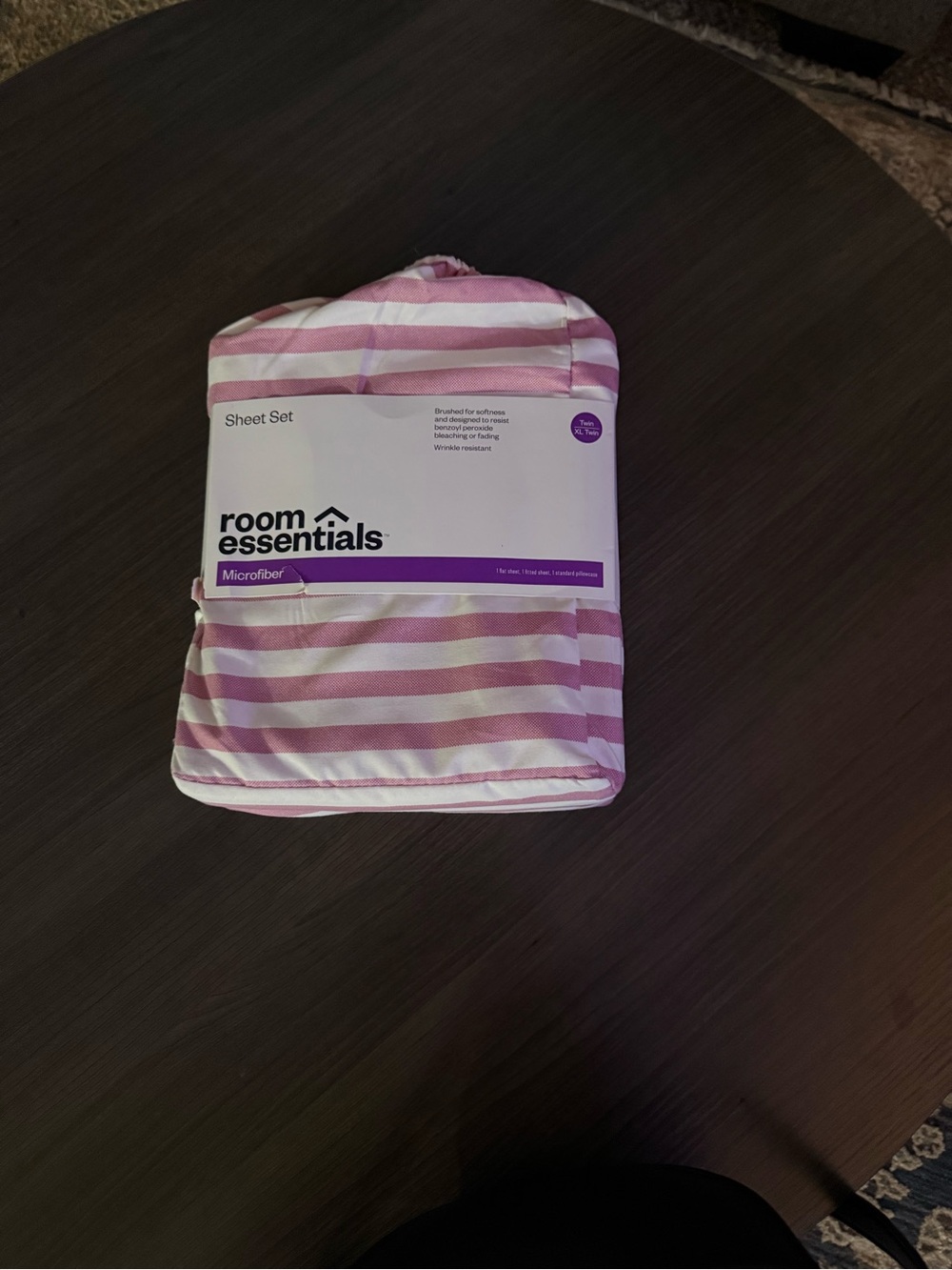 Room Essentials Pink and White Striped Microfiber Sheet Set